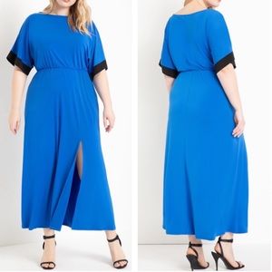 Eloquii Dolman Sleeve Maxi Dress with Slit in Piction Blue